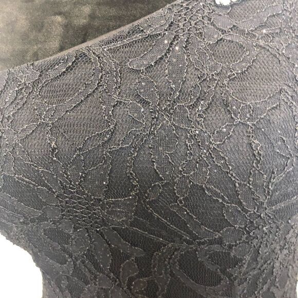 City Studio shimmering lace black dress with pearl and rhinestone strap, size 3 - Picture 4 of 11